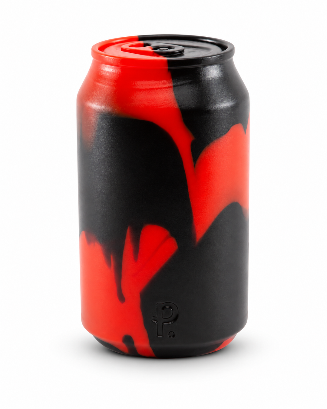Red and black silicone can-shaped toy with a moulded ring-pull top and Phreak logo on white.