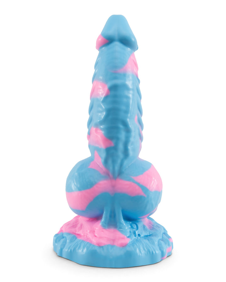 Rear view of pink and blue Dovah showing its central textured ridge and Phreak logo near the base.