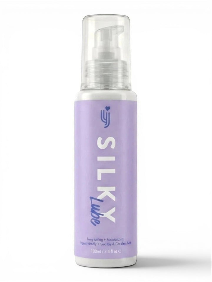 P.C Manufacturing Ltd Loving Joy Silky Lube 100ml bottle with pump dispenser. Water-based, vegan, long-lasting, moisturizing lubricant.