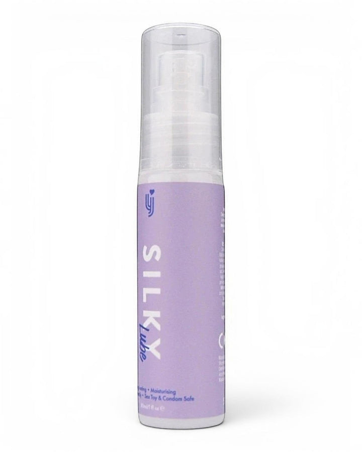 P.C Manufacturing Ltd Loving Joy Silky water-based personal lubricant in a light purple pump bottle